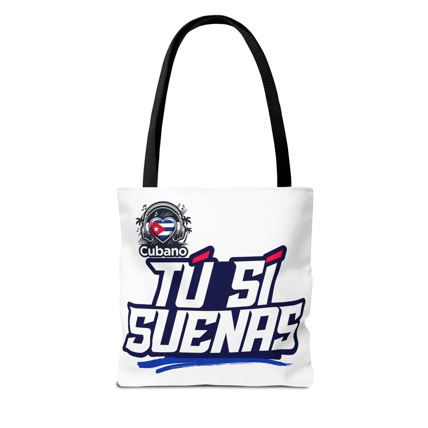 Cuban Music Tote Bag — "Tú Sí Suenas" Heart Flag Design
