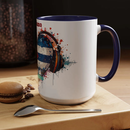 Cuba Heart Flag Coffee Mug — "Cuba sigue sonando en ti / Tú sí suenas" Accent Mug