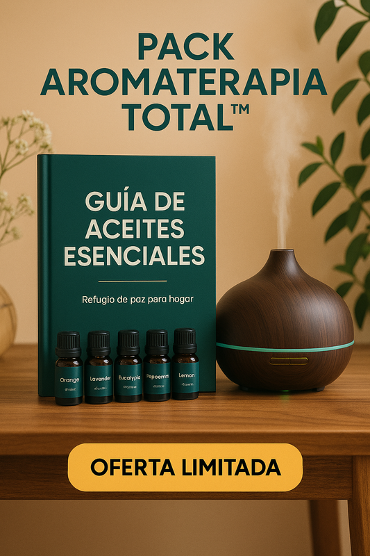 ¡Oferta Limitada! Pack Aromaterapia Total™ – Ebook “Aceites Esenciales 3 Libros en 1” + Difusor y Aceites Esenciales Premium de Amazon