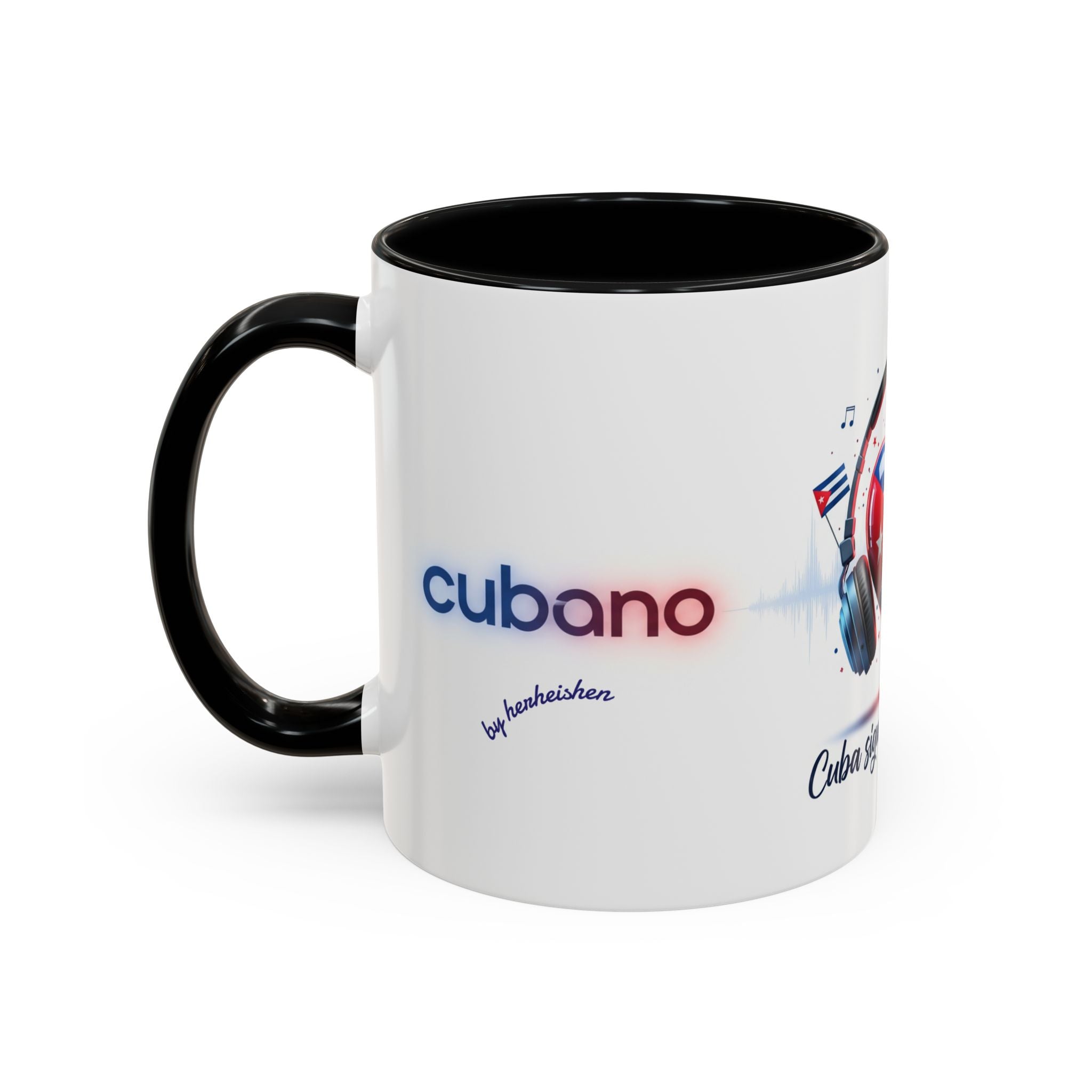 Cuba Heart Flag Coffee Mug — "Cuba sigue sonando en ti / Tú sí suenas" Accent Mug - Herheishen Prints