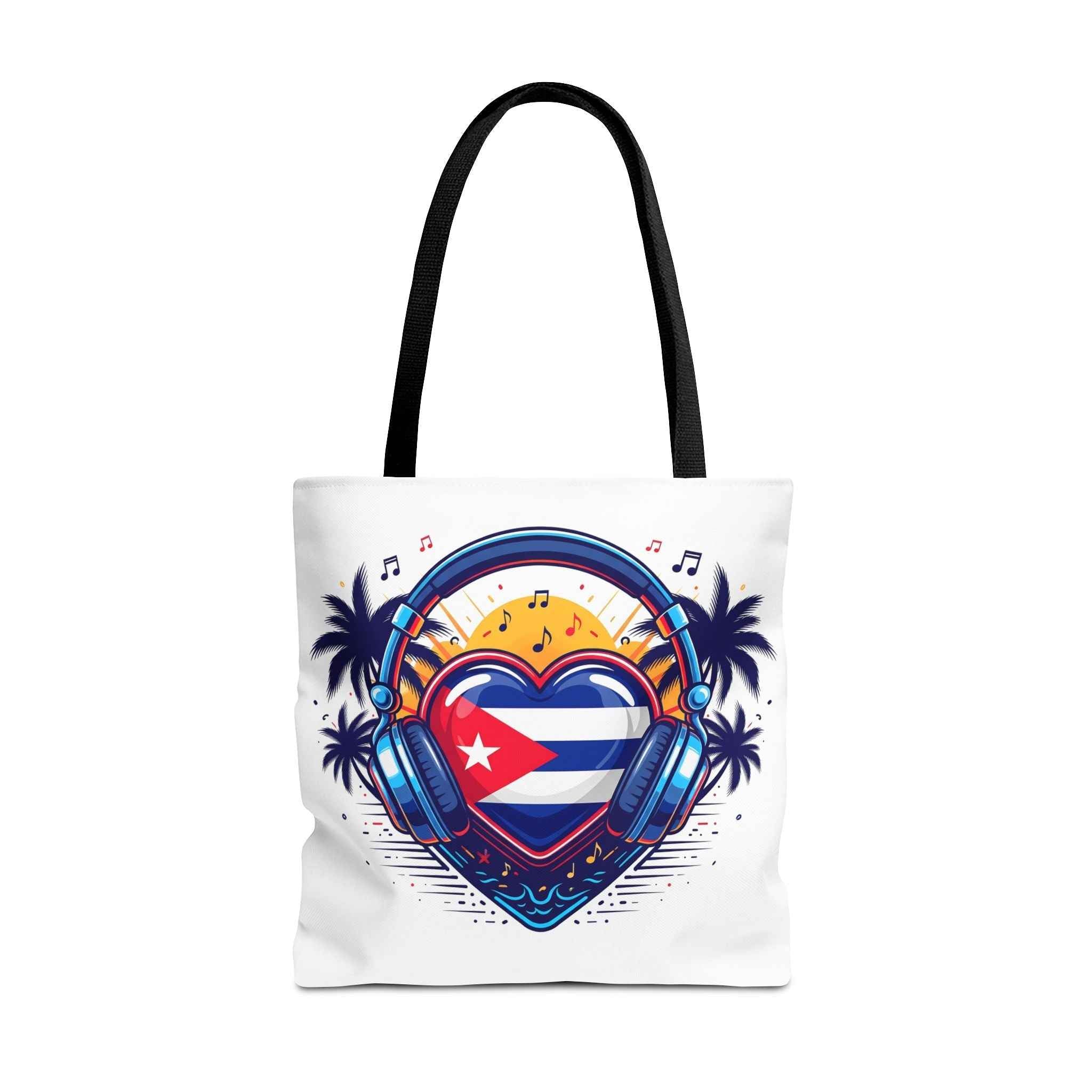 Cuban Music Tote Bag — "Tú Sí Suenas" Heart Flag Design