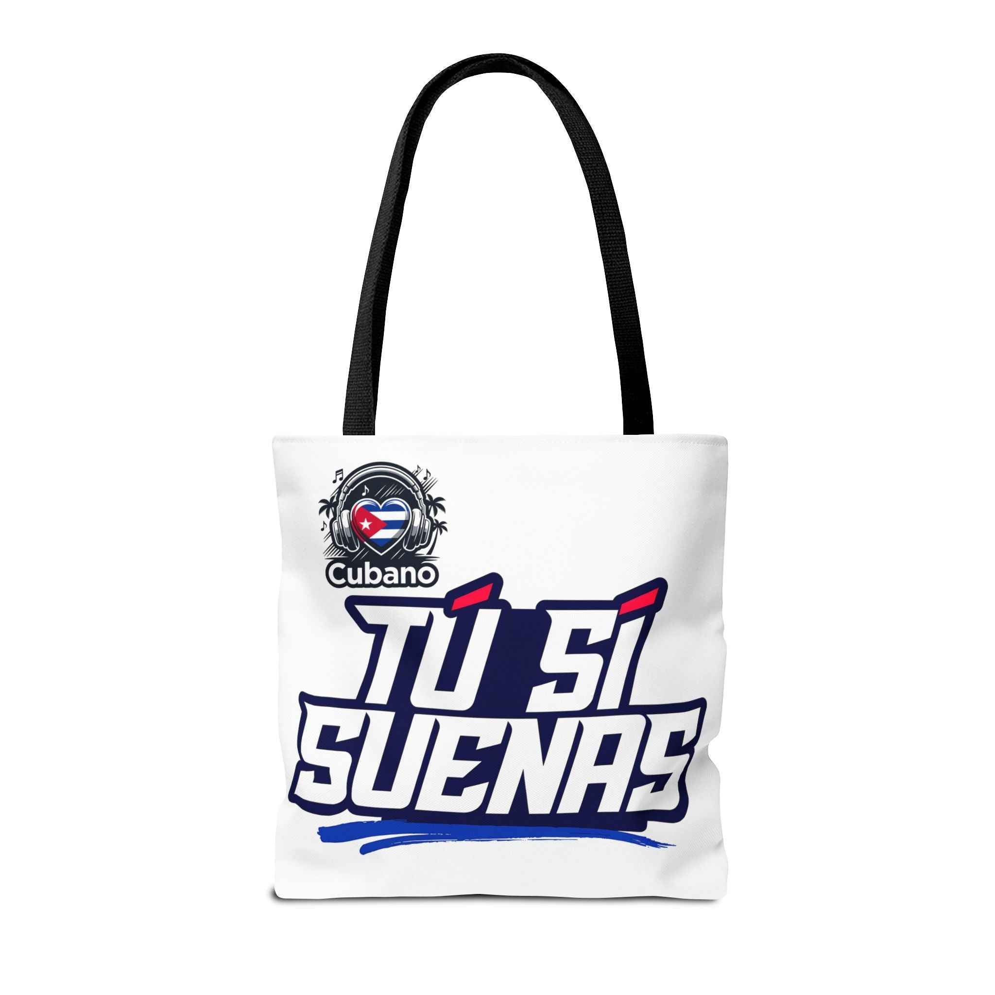 Cuban Music Tote Bag — "Tú Sí Suenas" Heart Flag Design