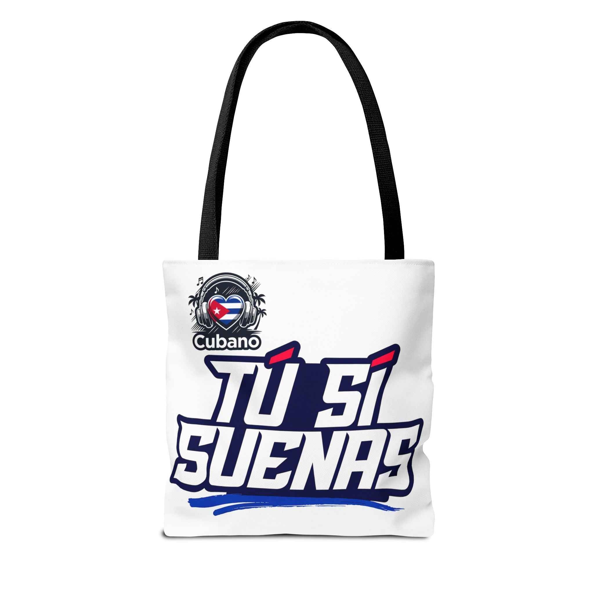 Cuban Music Tote Bag — "Tú Sí Suenas" Heart Flag Design