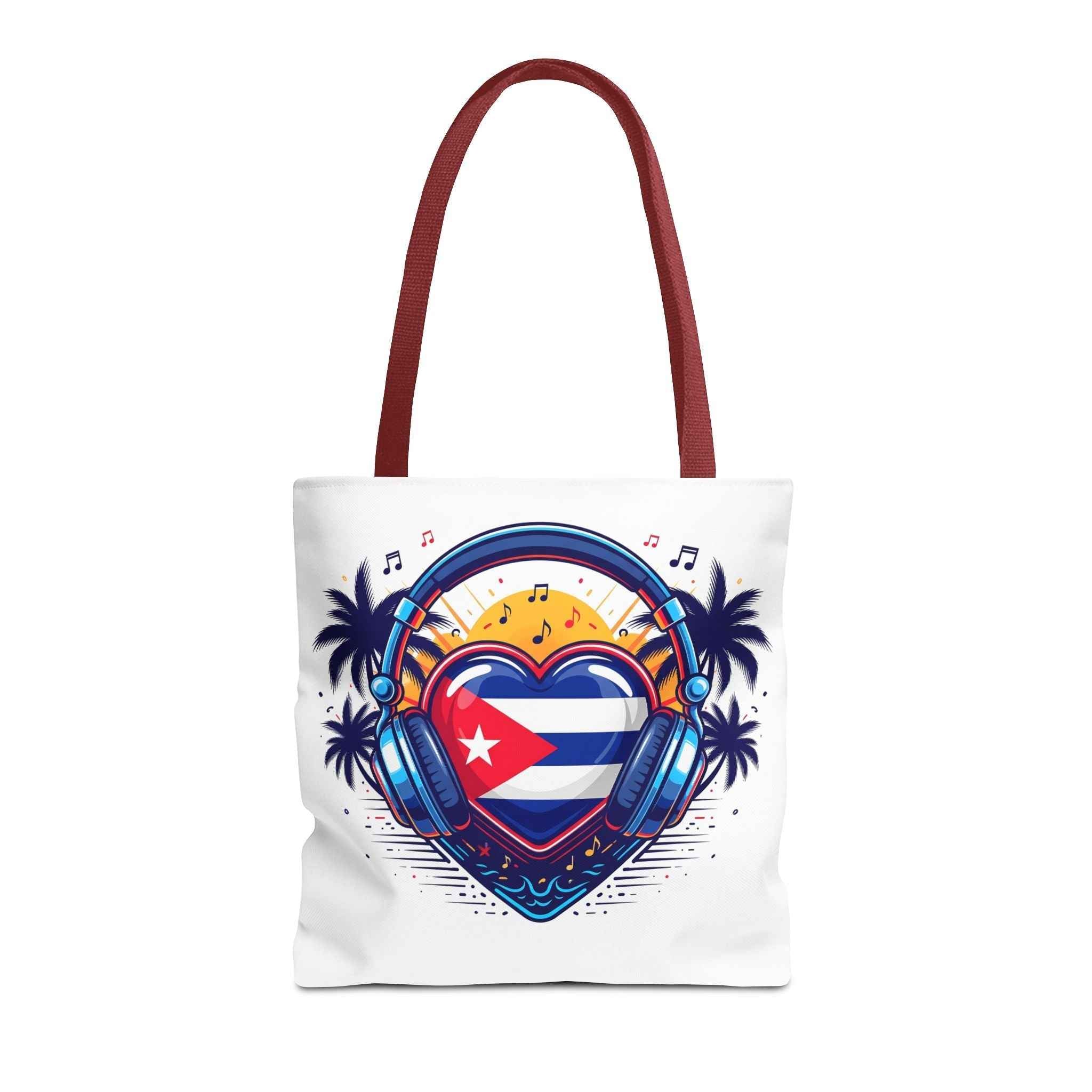 Cuban Music Tote Bag — "Tú Sí Suenas" Heart Flag Design