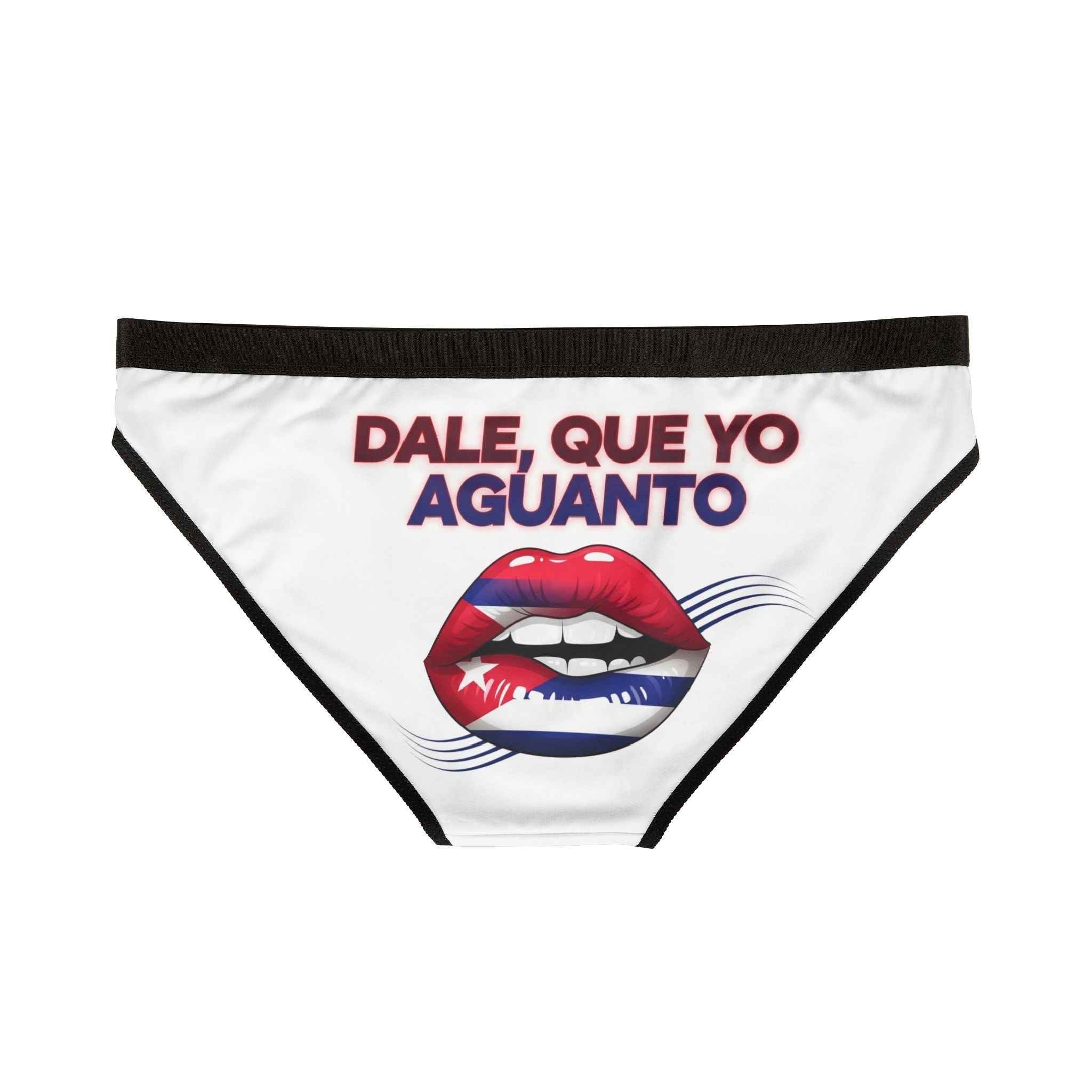 Graphic Lip Print Women's Bikini Briefs — "No Mires, Pruébame" Spanish Slogan