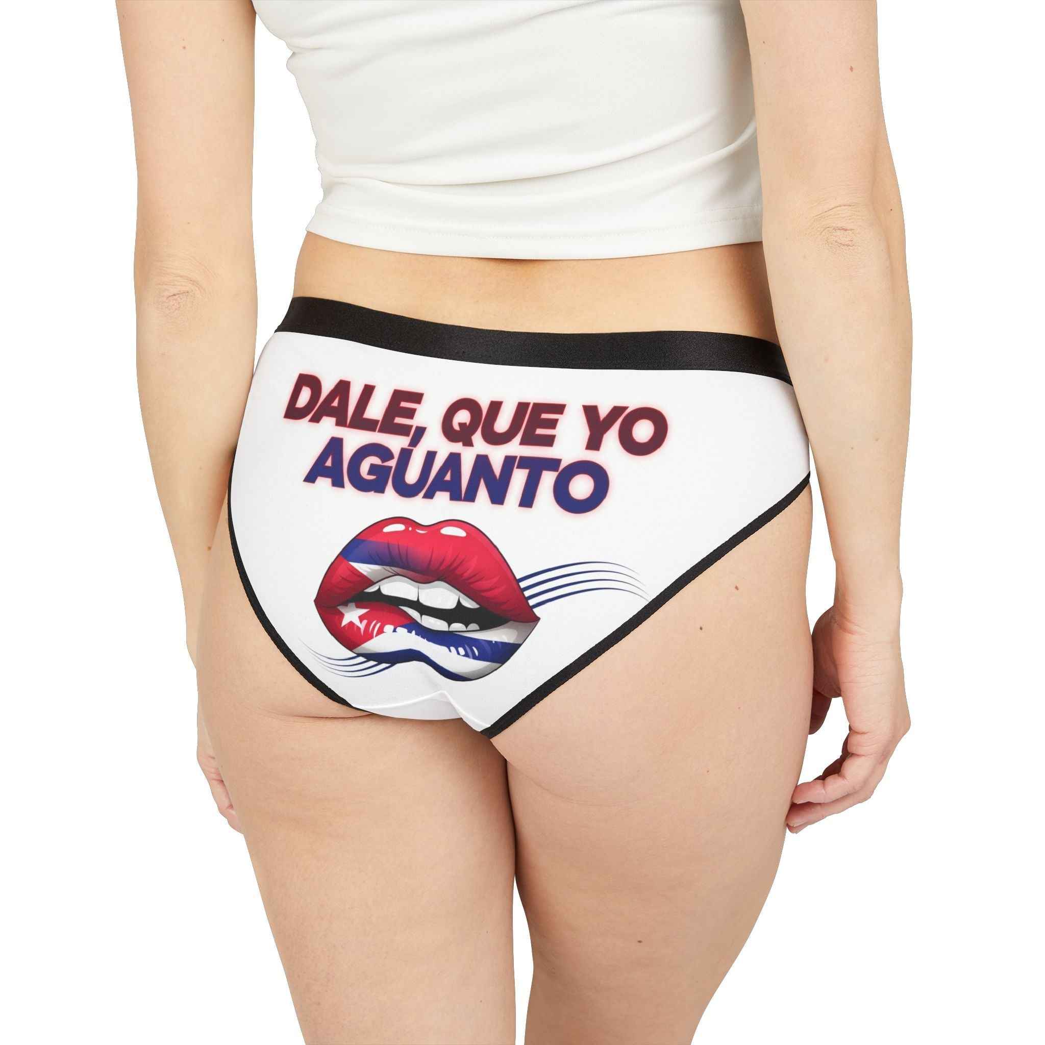 Graphic Lip Print Women's Bikini Briefs — "No Mires, Pruébame" Spanish Slogan